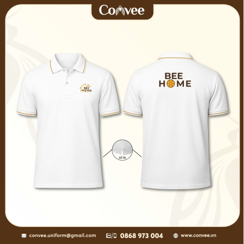 ÁO ĐỒNG PHỤC 2D TRẮNG - THÊU BEE HOME
