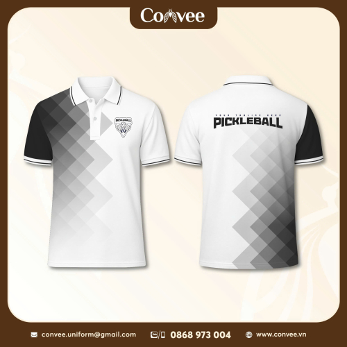 ÁO THUN PICKLEBALL TRẮNG ĐEN CAO CẤP THIẾT KẾ POLO HIỆN ĐẠI