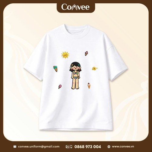 ÁO THUN OVERSIZE IN CHIBI BÉ GÁI MÙA HÈ DỄ THƯƠNG