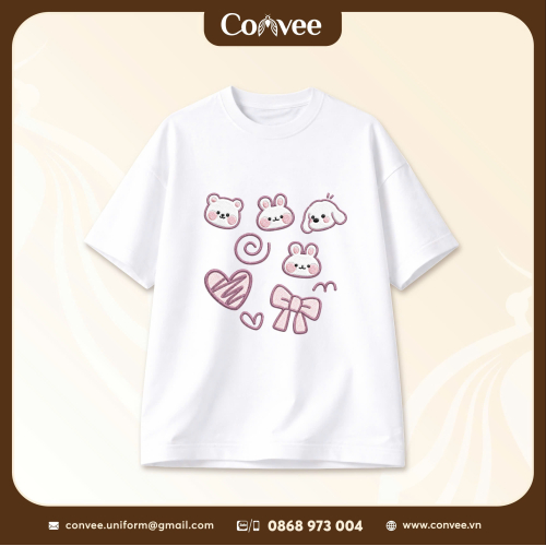 ÁO THUN UNISEX IN HÌNH GẤU THỎ KUTE PHONG CÁCH HÀN QUỐC
