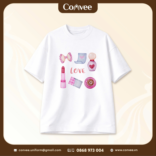 ÁO THUN UNISEX IN HÌNH LOVE PHONG CÁCH KUTE HÀN QUỐC