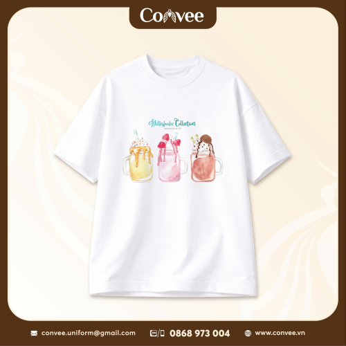 ÁO THUN UNISEX IN HÌNH MILKSHAKE COLLECTION PHONG CÁCH HÀN QUỐC DỄ THƯƠNG