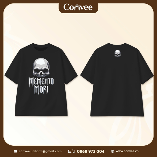 ÁO THUN OVERSIZE MEMENTO MORI HỌA TIẾT ĐẦU LÂU PHONG CÁCH STREETWEAR CÁ TÍNH