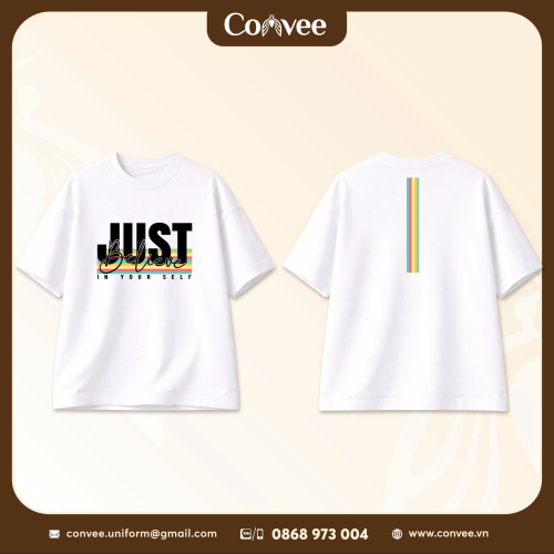 ÁO THUN OVERSIZE JUST BELIEVE IN YOURSELF PHONG CÁCH TỐI GIẢN TRẺ TRUNG