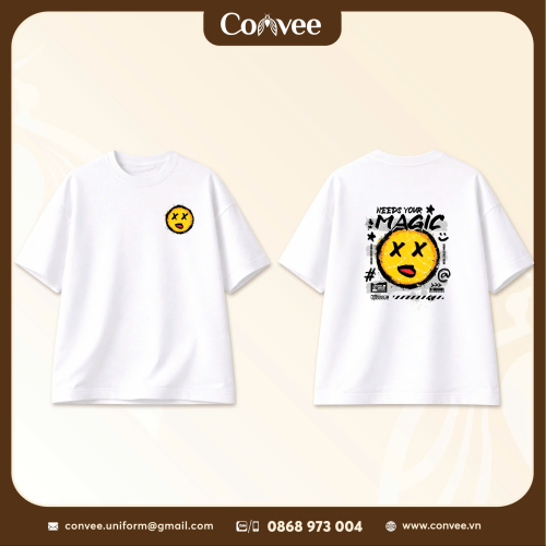 ÁO THUN OVERSIZE NEEDS YOUR MAGIC MẶT CƯỜI GRAFFITI PHONG CÁCH STREETWEAR