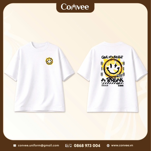 ÁO THUN OVERSIZE GIVE YOURSELF A BREAK SMILEY STREETWEAR UNISEX
