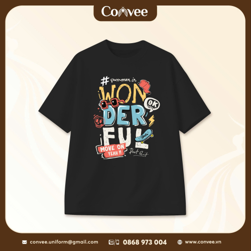ÁO THUN OVERSIZE IN HÌNH WONDERFUL PHONG CÁCH STREETWEAR TRẺ TRUNG