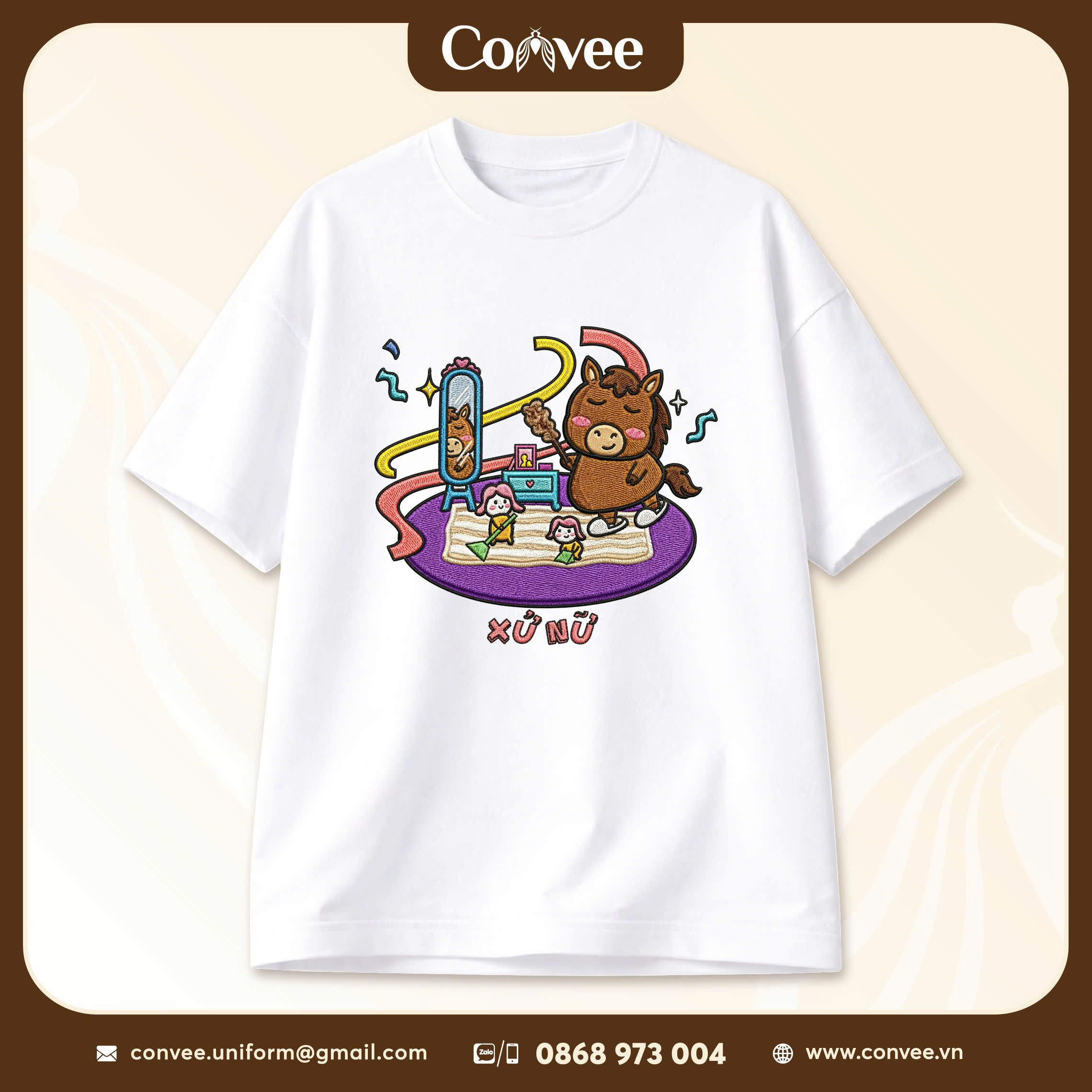 ÁO COTTON 100% TRẮNG - IN 12 CUNG HOÀNG ĐẠO XỬ NỮ