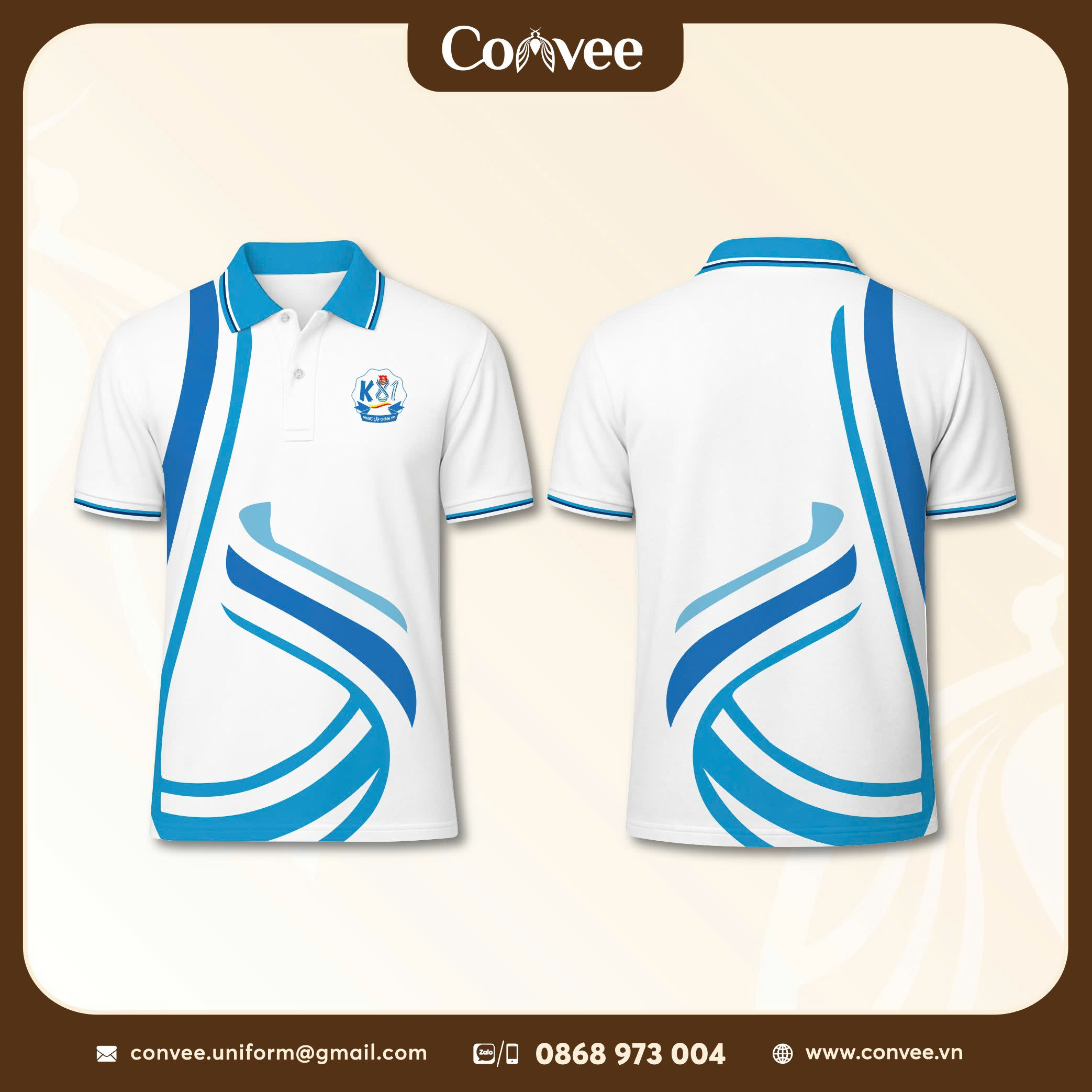 Áo Thun Polo Đồng Phục Trắng Phối Xanh Chuyên Nghiệp Cho Doanh Nghiệp